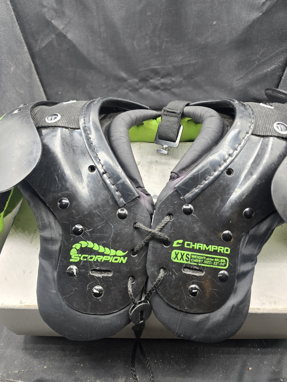 Champion Kids Scorpion Football Shoulder Pads - Black and Neon Green